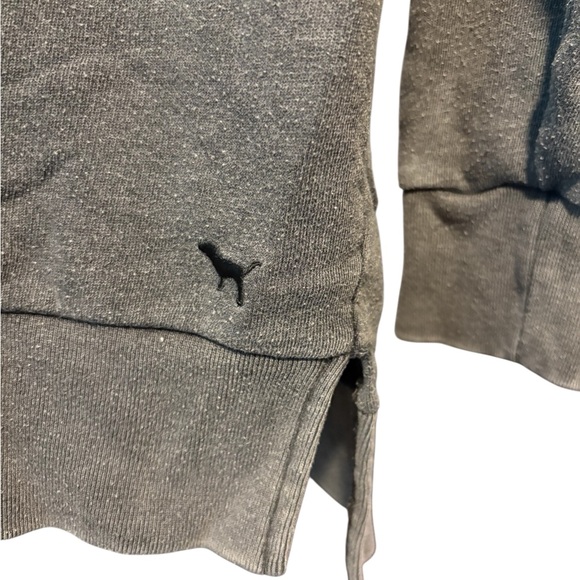 PINK Victoria's Secret Women’s Long Sleeve Fuzzy Gray Quarter-Zip Sweatshirt L - Picture 3 of 7